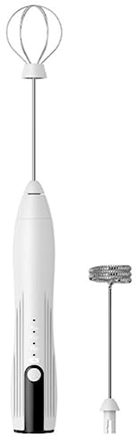 Mousseur à Lait Fabricant Tenu dans La Main De Mousse De Mousseur À Lait Rechargeable avec Le Fouet d'acier Inoxydable pour Le Café Mousseur Lait (Color : Bianco, Size : 30 * 3cm)