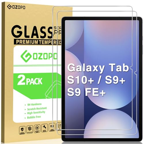 GOZOPO Protection Écran pour Samsung Galaxy Tab S9 Plus / S9 FE Plus/Tab S10 Plus 12.4 Pouces Tablette, Anti-Rayures Film en Verre Trempé