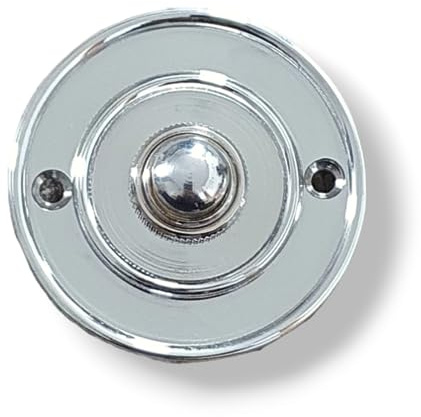 Polished Chrome Front Door Bell Push Round Reeded