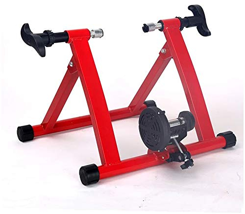 Magnetischer Fahrrad-Turbotrainer – magnetischer Fahrradtrainer-Ständer – Fahrradtrainer mit variablem Widerstand, Übungs-Fitness-stationärer Rahmen für 24-28-Zoll-Räder (rot)