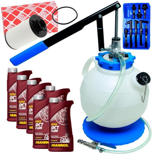 BandelOne enthält Ölwechsel Set Febi Filter+Öl+Befüllgerät für 6 Gang Doppelkupplungsgetriebe Getriebe DQ250