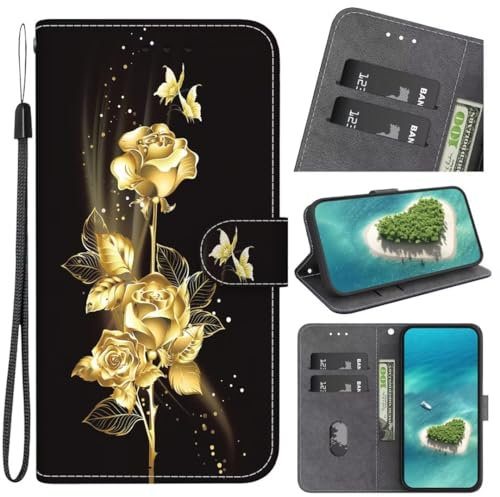 KRjcsfhy Hülle Case für Motorola Edge 40 Pro, Lederhülle [ Premium Echtleder] [RFID Blocker] [Kartenfach] [Magnet] TPU Stoßfeste Klapphülle TPU Schutz für Motorola Edge 40 Pro,Schmetterling
