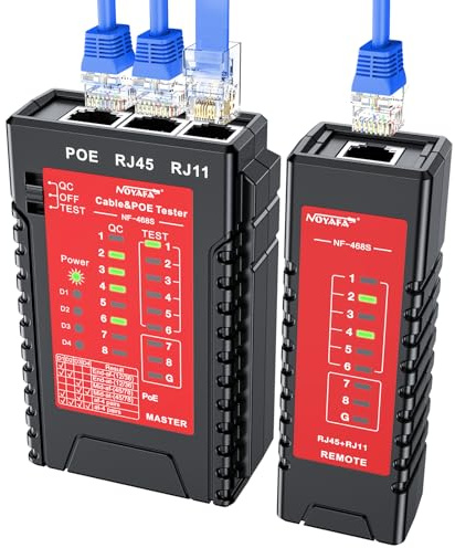 Noyafa NF - 468s testeur de câble réseau, mappeur de câble, testeur Poe, testeur de continuité de câble Ethernet - RJ45 / RJ11 / cat5 / cat6 / cat5e / cat6a, ligne téléphonique cat3
