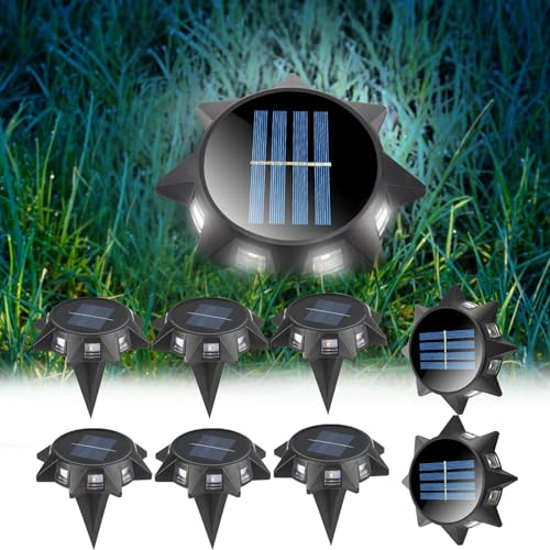 ACAREY 8 Stück Solar Bodenleuchten Solarlampen für Außen, Solarleuchten für Garten Außen mit 8 LEDs, Wasserdicht Led Solar Gartenleuchten Solarlampen für Garten Rasen Auffahrt Gehweg Patio (Weiß)