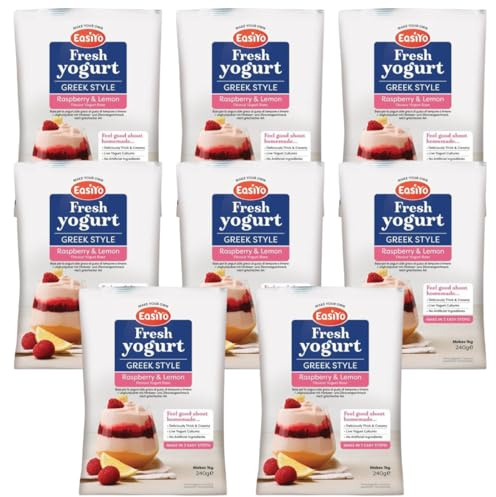 EasiYo Yogurt Greek Style Raspberry and Lemon 8 Pack Yoghurt
