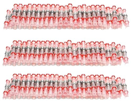 100 Pieces Solder Seal Wire Connectors Red, Heat Shrink 0.5-1.5mm, 22-18 AWG Wire Sizes, Car, Marine, Stereo Electrical Joint