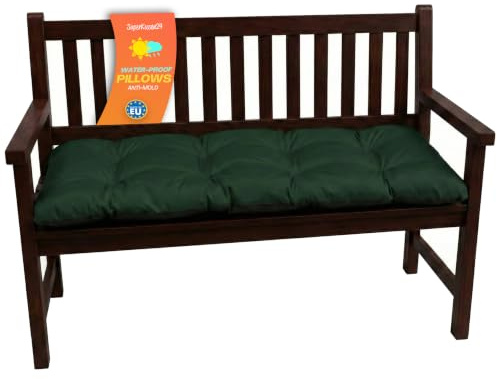 Bankkissen für Gartenbank & Hollywoodschaukel - Made in EU, Wasserdichtes & UV-beständig Gartenkissen - Bankauflage 2-Sitzer - Sitzkissen für Outdoor & Innenbereich - 180x50 cm - Dunkelgrün