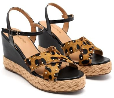 GIOSEPPO DELAFIELD, Sandali con zeppa Tipo Espadrillas Donna, Leopardo, 39 EU, Leopardato, 39 EU