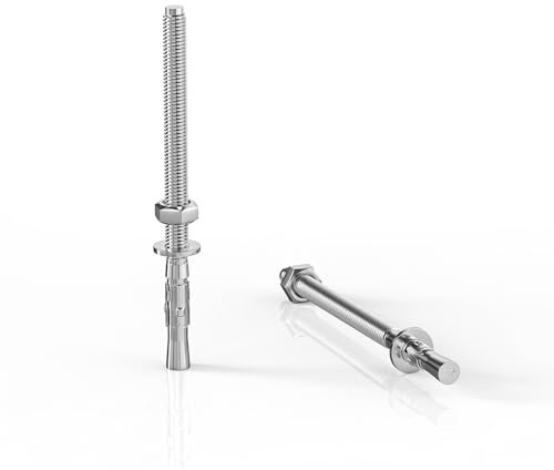 ORTAVA 10 Stück Schwerlastdübel M6 x 90mm, Bolzenanker M6 Edelstahl, Schwerlastanker, Edelstahl A2 V2A, mit Unterlegscheiben und Muttern, für Maschinen, Geländer