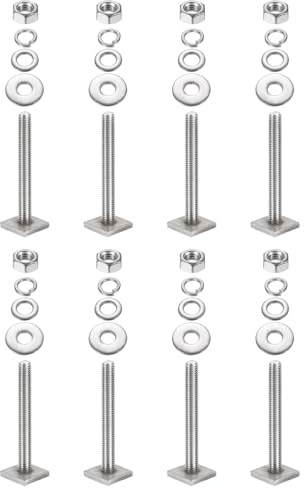 PATIKIL T-nut Adapter Nutensteine M8 x 65mm 8 Set Gepäckträger Edelstahl Nutensteine Dachträger Schrauben mit Mutter Unterlegscheiben für Relingträger Fahrrad Dachbox Kajak Gepäckträger