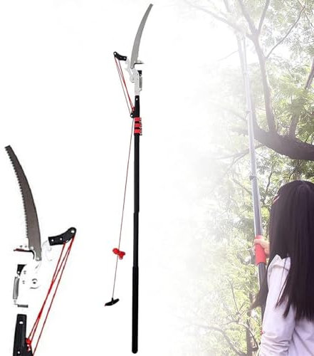GAYAYAS Tijeras de podar de Mano con polea de trinquete Extensible, Sierra de podar con Mango, Sierra de Mano, Tijeras de podar de Mano, podadora de árboles Altos de Largo Alcance,7.2M