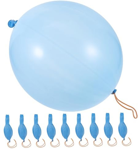 Vaguelly 10pcs Blue Punch Balloons Boys and Girls Party Fun-filled No Printing Rubber Handle Birthday Decoration Set