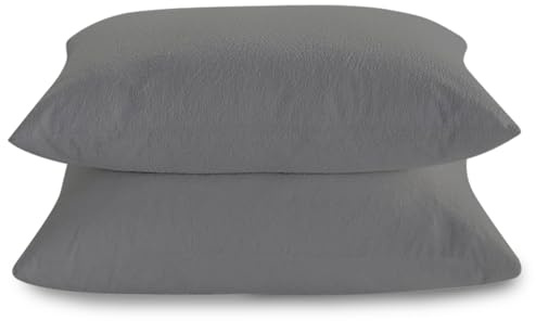 Frottee-Kissenschutz, antiallergen, atmungsaktiv, Anti-Staubmilben, wasserdichter Kissenbezug, perfekte Passform, 50 x 75 x 10 cm, Anthrazit, 2 Stück