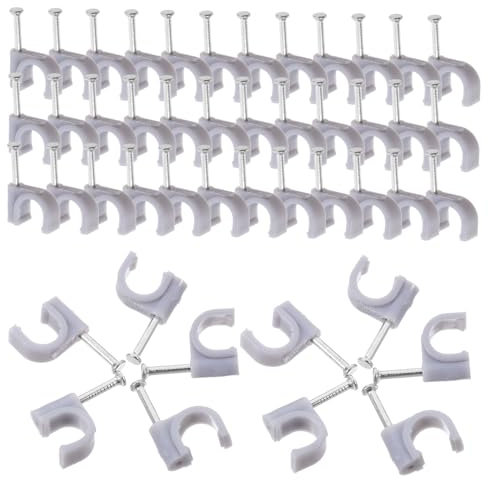 TIDTALEO 100pcs Steel Nail Wire Clips for Speaker Ethernet Tv Cable Holder Fastener Pipe Clips Wire Staples for Tubing Support