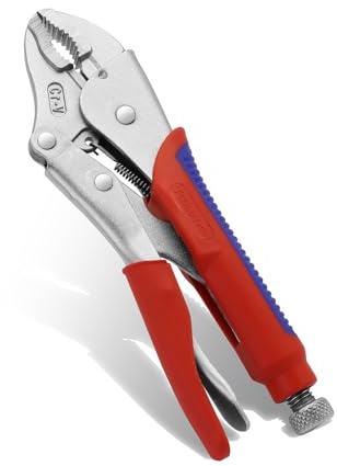 TOOLUTION 10-Inch Locking Pliers with Curved Jaws - CRV Steel Multi-Grip, TPR Anti-Slip Handle for Welding, Plumbing, Workshop