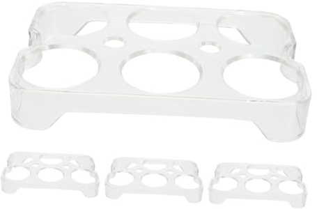 KOMBIUDA Bandeja Organizadora de Huevos para Refrigerador, Porta Huevos Plástico Resistente 4 Piezas 6 Compartimentos, Estante Compacto para Almacenamiento Ordenado en Nevera