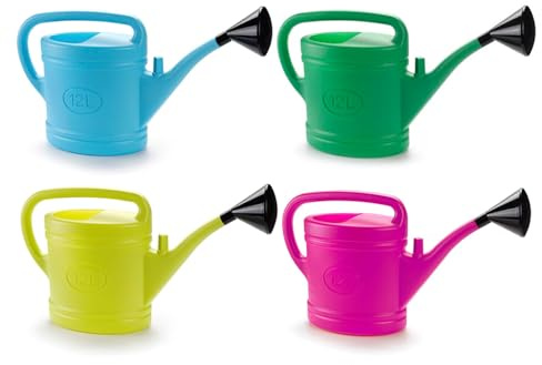 Tradineur - Pack de 4 Regaderas de plástico - Capacidad 12 litros - Utensilios de jardinería, riego, casa, balcón, terraza - Color Aleatorio