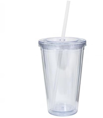 Bicchieri di plastica riutilizzabili, bicchieri in acrilico con coperchio e cannucce, tazze da viaggio per feste e spiaggia (650 ml)