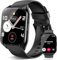 Smartwatch Uomo Donna, 1.85 HD Orologio Smartwatch con Effettua/Risposta Chiamate, 112+Sportive Watch con Contapassi Sonno Cardiofrequenzimetro, IP68 Orologio Fitness Tracker, Nero Misterioso
