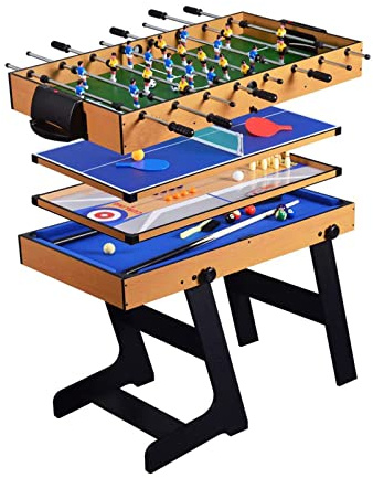 HUIBBGO Fußballtisch, 5-in-1-Kombinations-Klappspieltisch, Fußball, Tischtennis, Shuffleboard, Bowling, Billard Arcade-Tischspiele