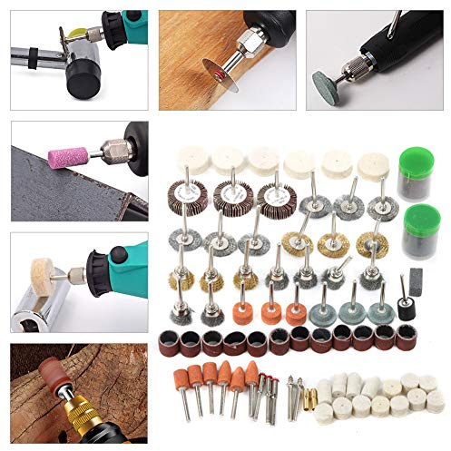 RASTKY 145PCS Tool Accessory Set Drill Electric Grinder - Complete Kit Grinding, Polishing, Cutting, and Deburring with Wool Wheels, Sandpaper, and Wire Brushes