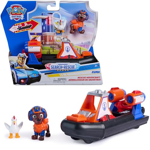 Paw Patrol: Search & Rescue, Veicolo Acquatico Hovercraft di Salvataggio di Zuma, con 2 Personaggi, Barca Giocattolo a Retrocarica, Giocattoli per Bambini e Bambine, 3+ Anni