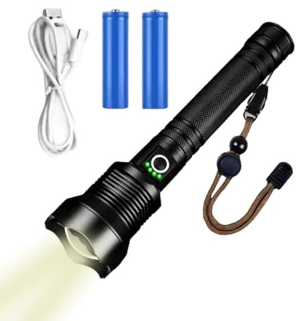 Lampe de poche, lampe de poche zoomable, rechargeable par USB, faisceau portable, résistant à l'eau, lumière clignotante pour la maison, le camping, la tornade, la chasse, la randonnée, la survie, la