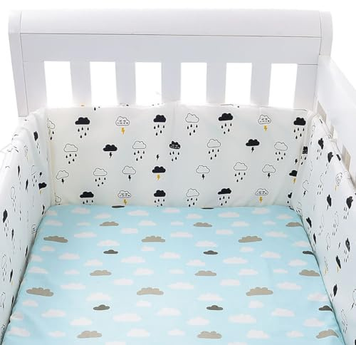 GYCF Bed Rail Cushion, Breathable Bed Rail Cover Cushion, Cotton Bed Surrounds Padded Liner Protection Bed Surrounds for Boys Girls, Bed Circumference Fall Protection,A02,200x30CM