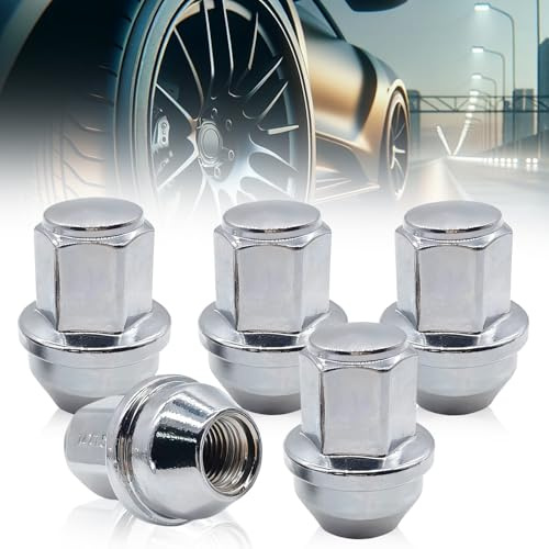 Alloy Wheel Nut, 5 Pcs Capped Wheel Nuts Set M14 x 1.5 Set of Alloy Wheel Nuts Closed End Lug Nuts Stainless Steel Chrome Wheels Nut Sets for Ford