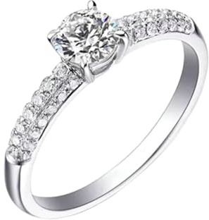Freundschaftsringe Freundinnen, Modeschmuck Ringe mit 0,5 Ct Rundem Diamanten 9K Weißgold Größe 52 (16.6)
