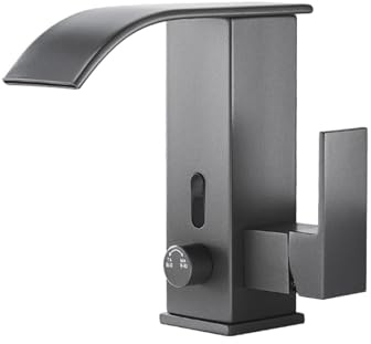 XJTNLB Robinet Infrarouge Lave Main Gris Pistolet Mitigeur Lavabo Salle de Bain Poignée Unique Robinet Automatique à Capteur