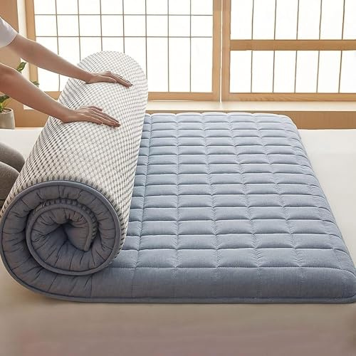 Platzsparende japanische Futonbett, gesteppte Bodenmatratze für Schlafzimmer/Wohnzimmer, 150 x 200 cm, bequeme und vielseitige Bettlösung