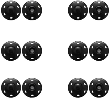 6 Sets Sew-On Snap Buttons - Press Buttons for Clothes,Snap Fasteners, Metal Press Studs Snaps Fasteners for Handbags,Clothes, Crafts (15mm Black)