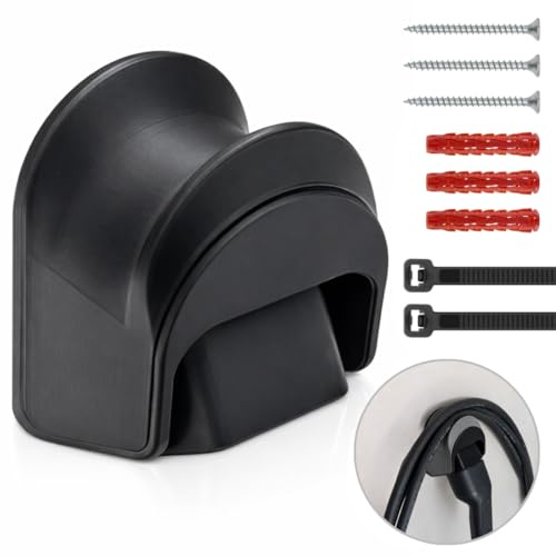 3disto Wandhalterung für Typ 2 Stecker & Ladekabel mit Schwenkmechanismus – Neue Kombiversion (Kabelbinder und Schrauben möglich) | Made in Germany | passend für alle Typ 2 Stecker (schwarz)