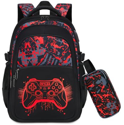 Byitin Sac à Dos Garçon Cartable Lumineux avec Trousse École | Cartable Enfant LéGer avec Plusieurs Compartiments, Grande Capacité pour Livres et Fournitures Scolaires