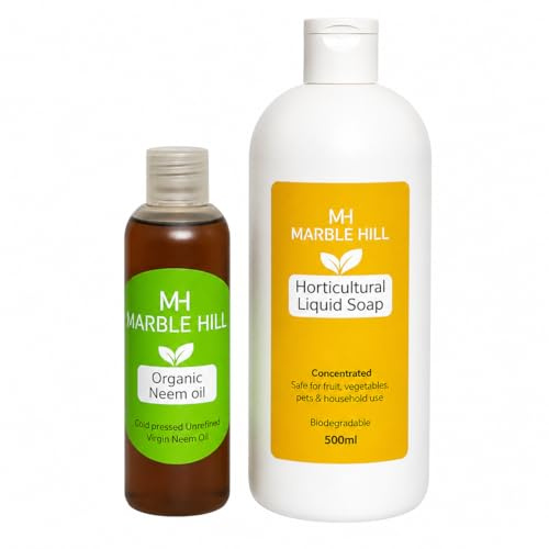Horticultural Liquid Soap 500ml & Organic Neem Oil 100ml Combination | Natural Insecticide, Plant Wash, For Houseplants, Greenhouse & Garden