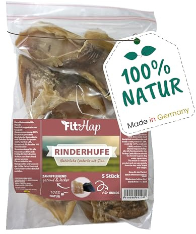 Fit-Hap Rinderhufe 5 Stk. - Natürlicher Hundesnack zur Zahnreinigung und Fütterungsergänzung