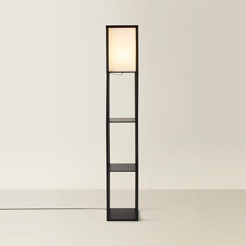 MiniSun | Wooden Floor Lamp with Shelves in Black | Floor Lamps & Torchieres, Home Décor, Improvement & Lifestyle Essential