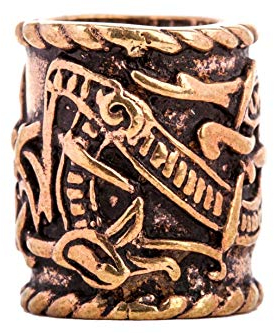 Windalf Große Haarperle RAGONA Ø 10 mm Bart Haarschmuck Drachen Schmuck Hochwertige Bronze