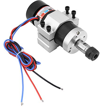 Spindelmotor Set, 500W Bürstenloser CNC Motor mit ER16 Spannzange, 12000U/min, 48V DC, Luftgekühlt, mit Motortreiber WS55-220, Potentiometer und Schalter