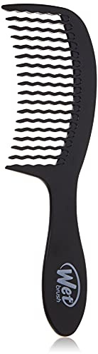 WetBrush Peine Desenredante Easy Glide con Diseño de Dientes Ondulados, Adecuado para Todo Tipo de Cabello, Color Negro
