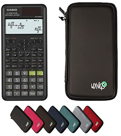 Casio fx-87DE Plus 2nd Edition inkl. WYNGS Schutztasche Schwarz - Wissenschaftlicher Taschenrechner - Basic Set
