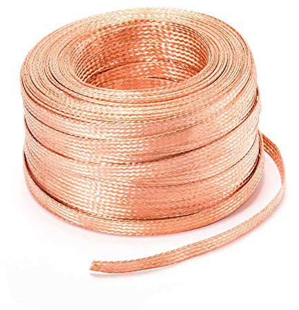 SOFIALXC Flache Reine Kupfergeflecht Hohe Flexibilität Kabel Blankes Draht-masseanschlussdraht Länge: 10 m Breite: 5 mm Dicke: 1 mm