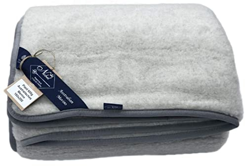 Wolldecke australisches Merino Prestige Naturhaardecke 100% Merinowolle warme Kuscheldecke Couch- Sofadecke Wohndecke Größe 140 x 200, Farbe Grau