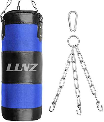 Luniquz Boxsack für Kinder und Jugendliche Punchingsäcke Ungefüllte Hängende Boxsack mit Montagekette für Boxtraining Sandsack Kampfsport,80cm Blau