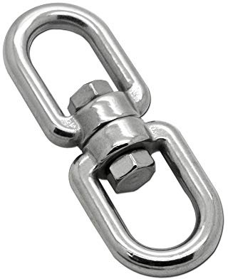 Constrabo | Drehwirbel Edelstahl AISI 316 V4A (Auge/Auge) M4 | BL 450 kg, 4 mm | Seilwirbel für Boxsack, Schwenkgrill, Hängesessel, Blumentopf | Kettenwirbel, Wirbel-Schäkel, Swivel, Doppelwirbel