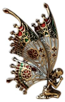 Eillwin Angel Praying Vintage Wing Fairy Enamel Brooch Pin for Women | Art Nouveau Butterfly Wings Nymph, Gothic Style Accessory Scarf Fastener, Lightweight Brooch for Scarves and Clothes