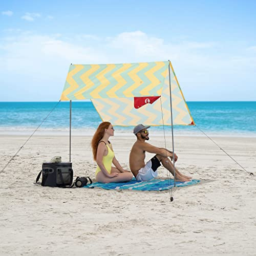 Red Suricata Teepee Sonnensegel Strand – Sonnenschutz Strand für 1–2 Personen, UPF50 Strandschirm mit 2 Aluminiumstangen & Querstange, 4 robuste Bodenanker-Schrauben – leichtes Sonnenzelt