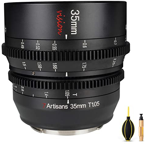 7artisans Vision - Obiettivo cinema grandangolare T1.05 APS-C 35 mm per montaggio M43 per videocamere Panasonic/BMPCC 4KZCAM E2G/E2-M4/E2/E2C e cine-Camcorder.