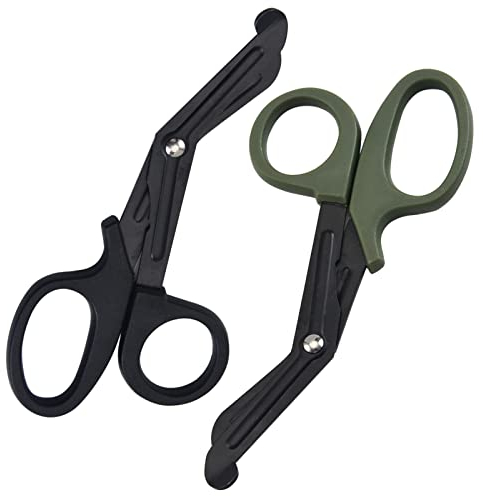 Medical Bandage Scissors, Utility Scissors, EMT and Trauma Shears, 2PCS First Aid Scissor, Stealth Black Coated for Nurses, Stainless Steel Bandage Scissor, Fire Rescue Cut 15 cm